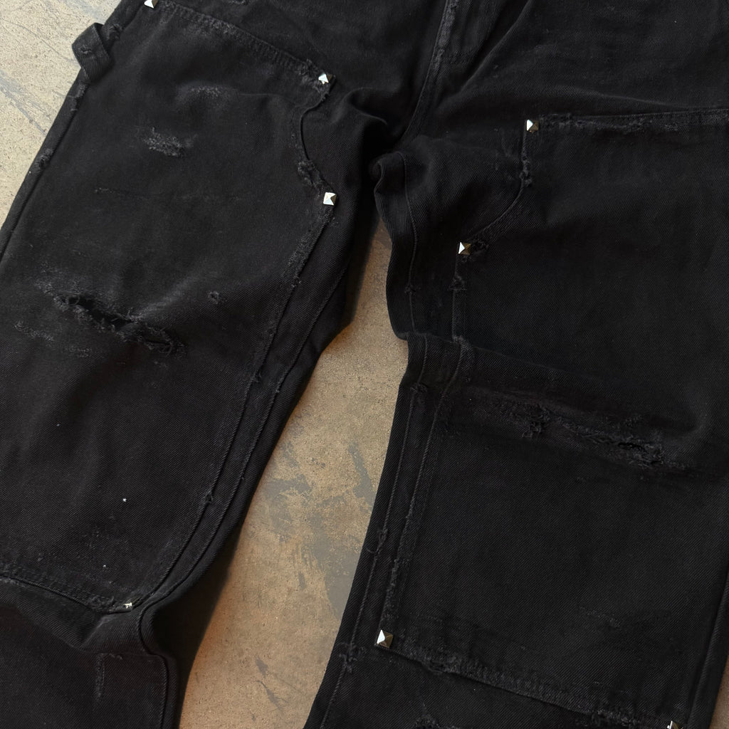 BLACK STUDDED DOUBLE KNEES