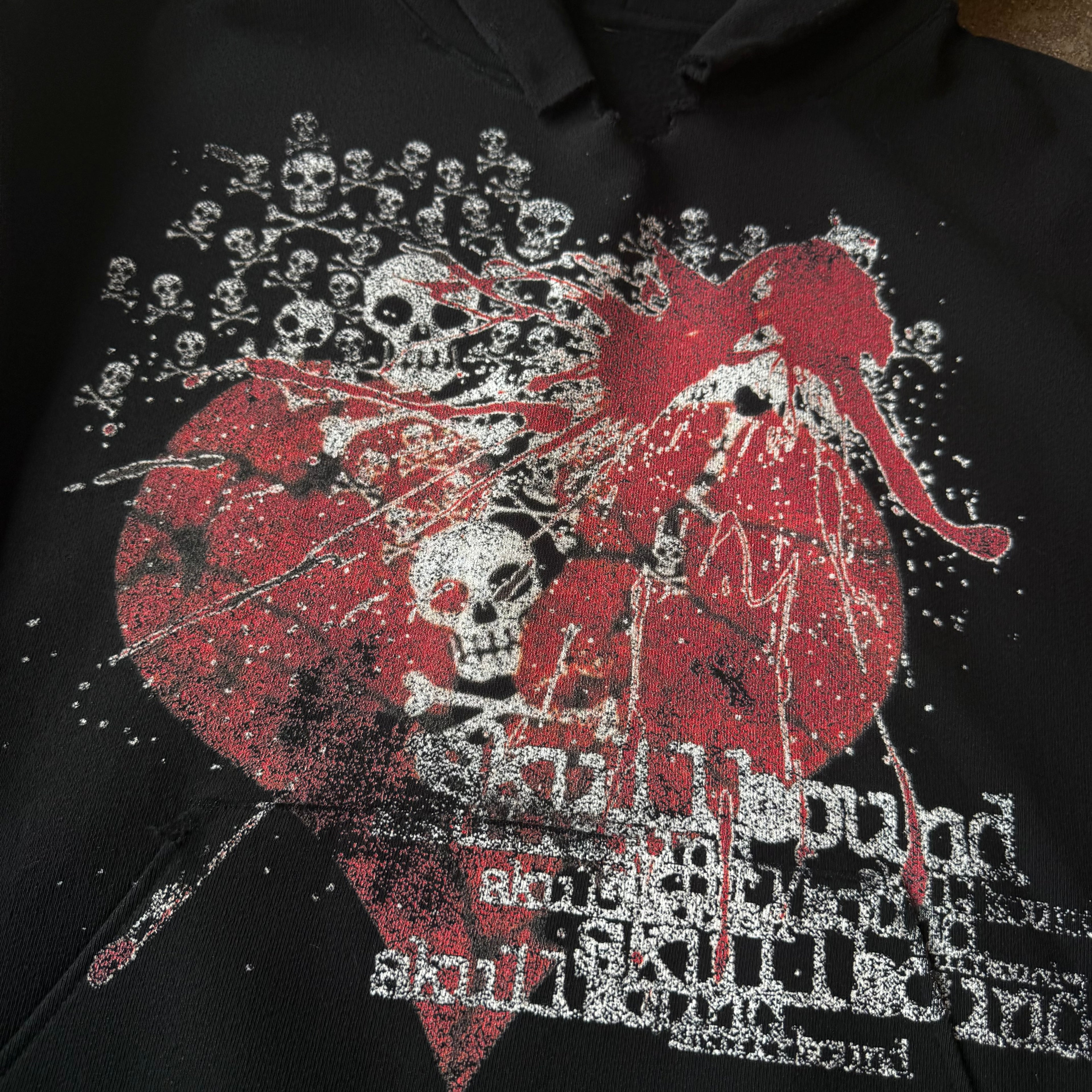 "SKULLBOUND" DISTRESSED HOODIE